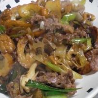 簡単で美味しい｢牛肉とごぼ天のすき焼風煮」　　♪♪